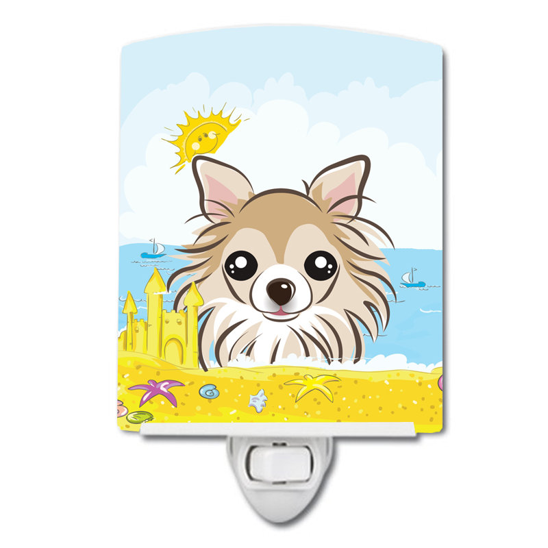 Luminaire de nuit en céramique jack terrier summer beach, Chihuahua