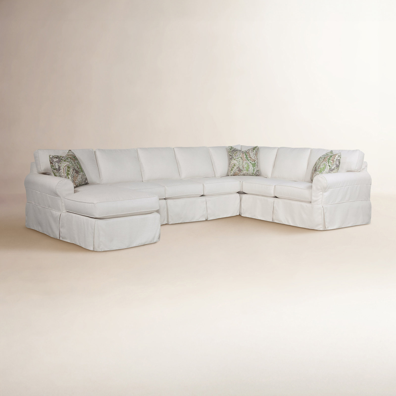 Bedford Four-Piece Chaise Slipcover Sectional, Elite Dove; 0321-85, Left Hand Facing