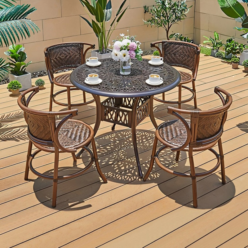 Rattan patio table and chair combination