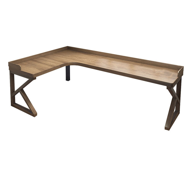 Bureau rectangulaire en bois massif noyer clair, Retour à gauche, H 29,53 po x l 86,61 po x P 55,12 po