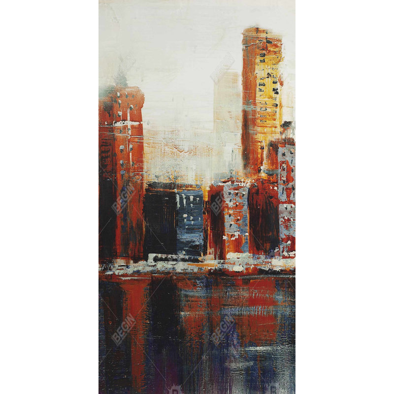 Abstract red cityscape - 15.75"x31.50" Desk mat