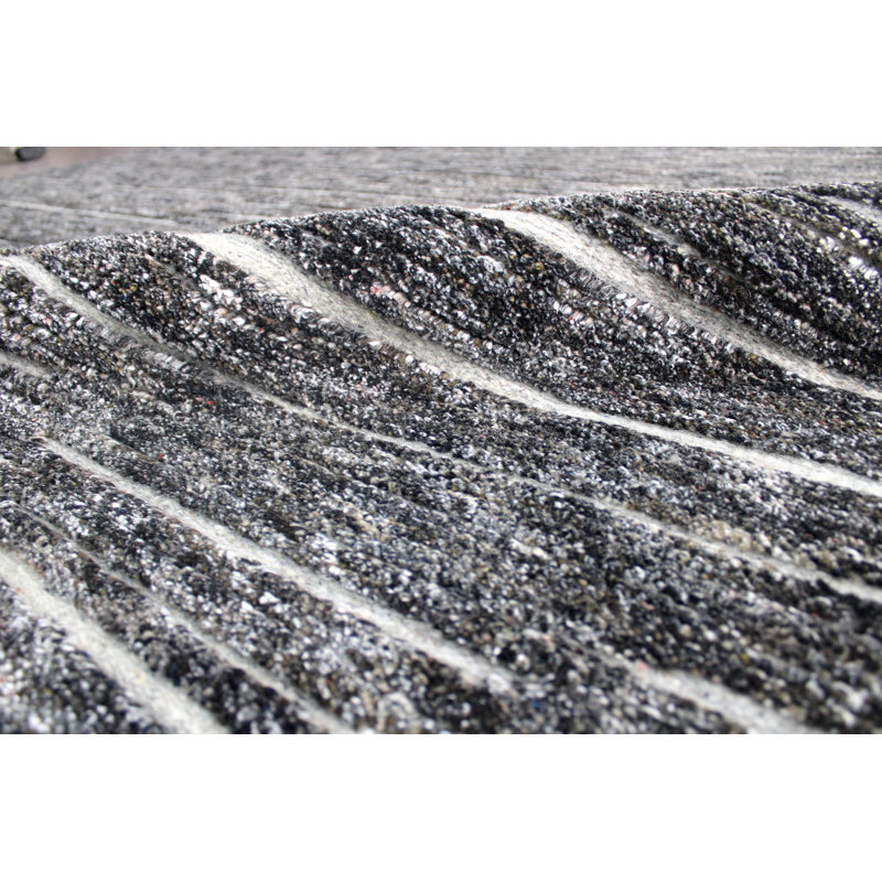 Tapis marocain en laine tissé à la main marocain / gris anthracite, Rectangle 9 pi x 12 pi