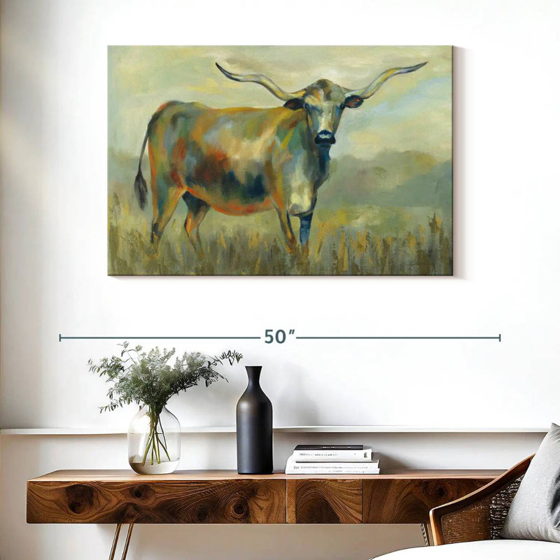 Vache Longhorn Brampt, H 26 po x l 39 po