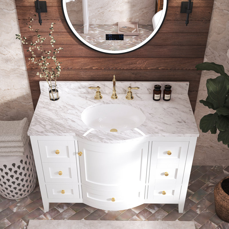 Lauren 48'' W Single Vanity, Gold, White