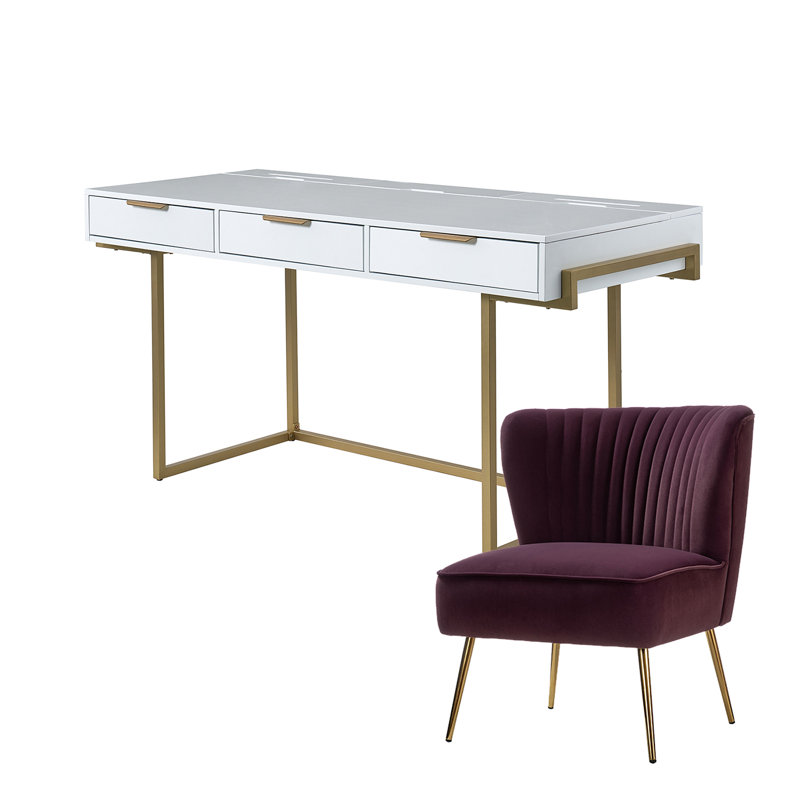Ensemble de chaises de bureau 2 pièces Manning, Mauve