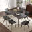 62.99" Modern Artificial Stone Black Straight Edge Dark Grey Metal Leg Dining Table-Can Accommodate 6 People(Dining Table Only)-5840894
