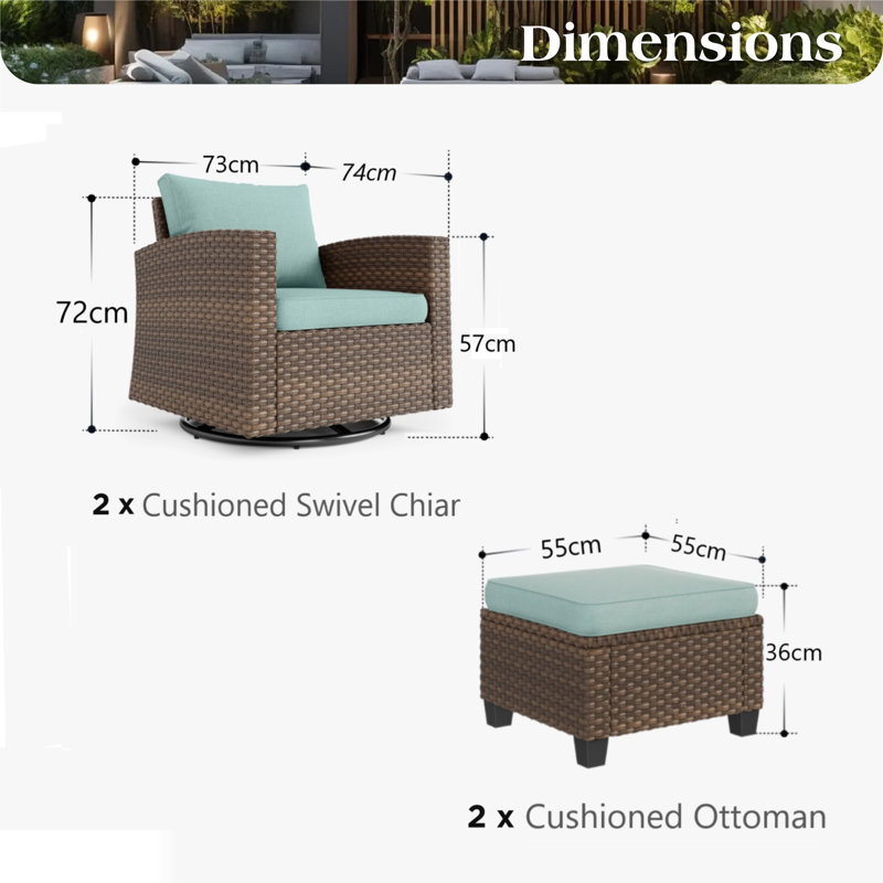 Outdoor Wicker Patio Seating Set, Blue