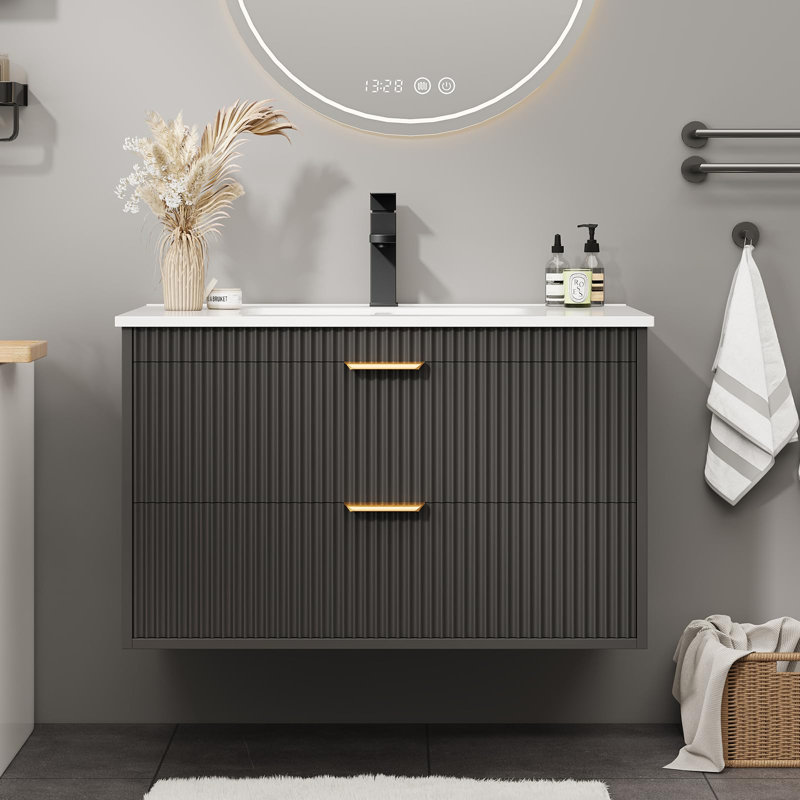 Ensemble de meuble-lavabo avec lavabo, 24", Noir