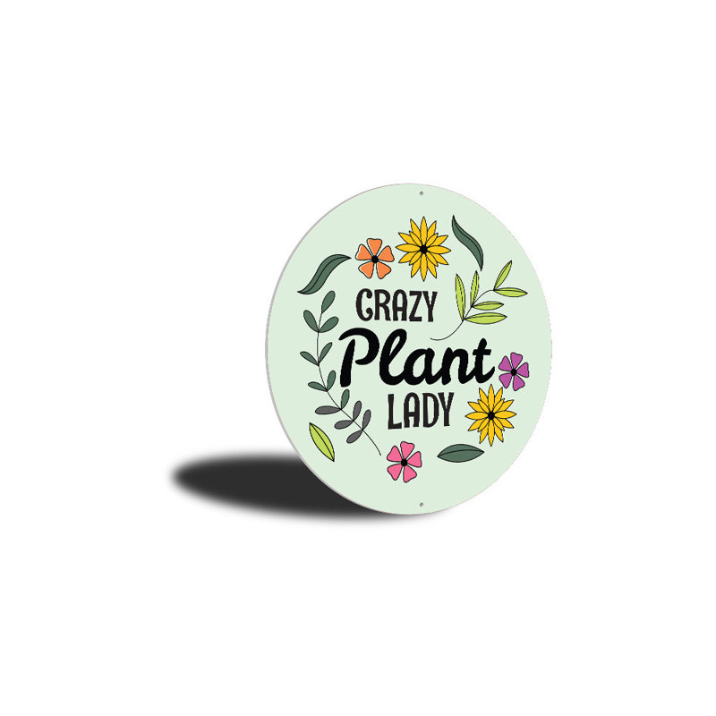 Plaque en aluminium Crazy Plant Lady, H 18 po x l 18 po x P 0,06 po