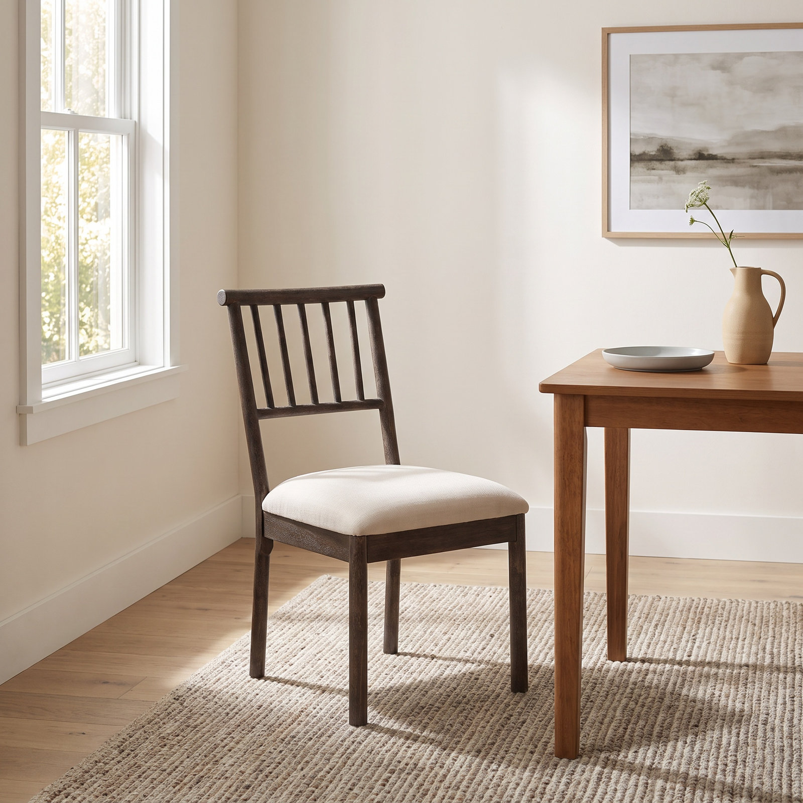 Wales Linen Dining Chair, Walnut