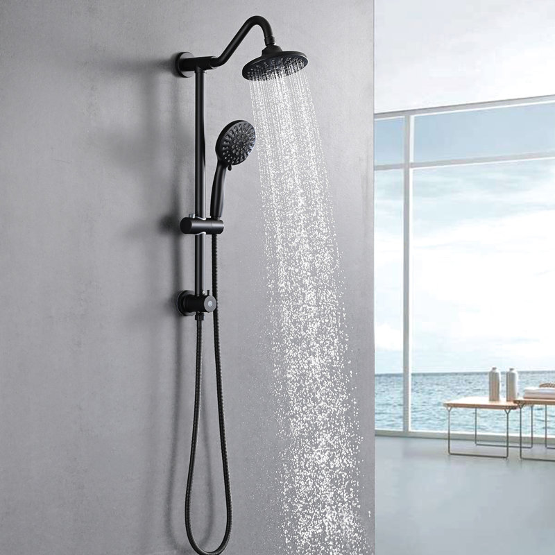 6 Inch Rain Shower Head And Handheld , Matte Black, 2.5 Gpm, Adjustable Water Flow, Corrosion , Elegant Design Black Finish, Slide Bar, Superior Look