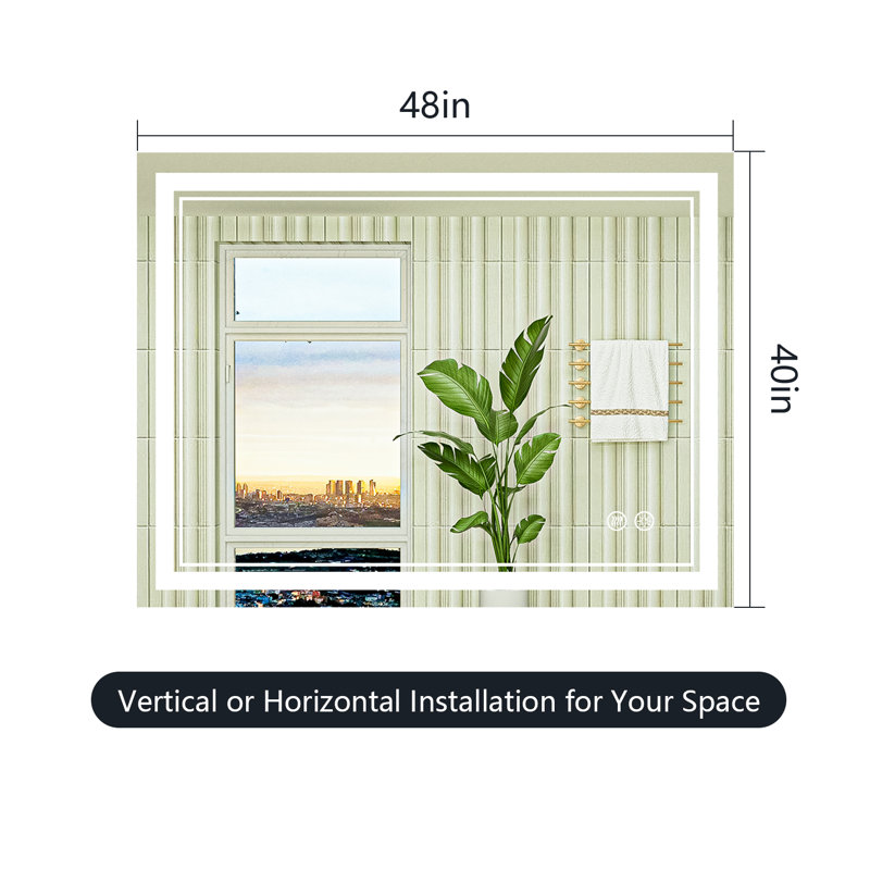 Jayce LED Vanity Mirror with Memory Function, 3 Color Temperatures & Dimmable Light, Anti-fog Tempered Glass ETL Listed Mirror