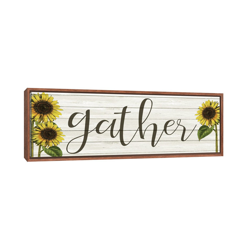 Sunflower Gather by Kimberly Allen - Panoramic Print on Canvas, Brown Floater Frame, 121.92 cm H x 40.64 cm W
