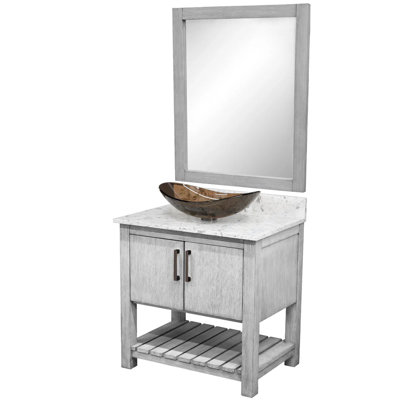 Meuble-lavabo de 36 po avec comptoir en quartz moka et lavabo, quincaillerie