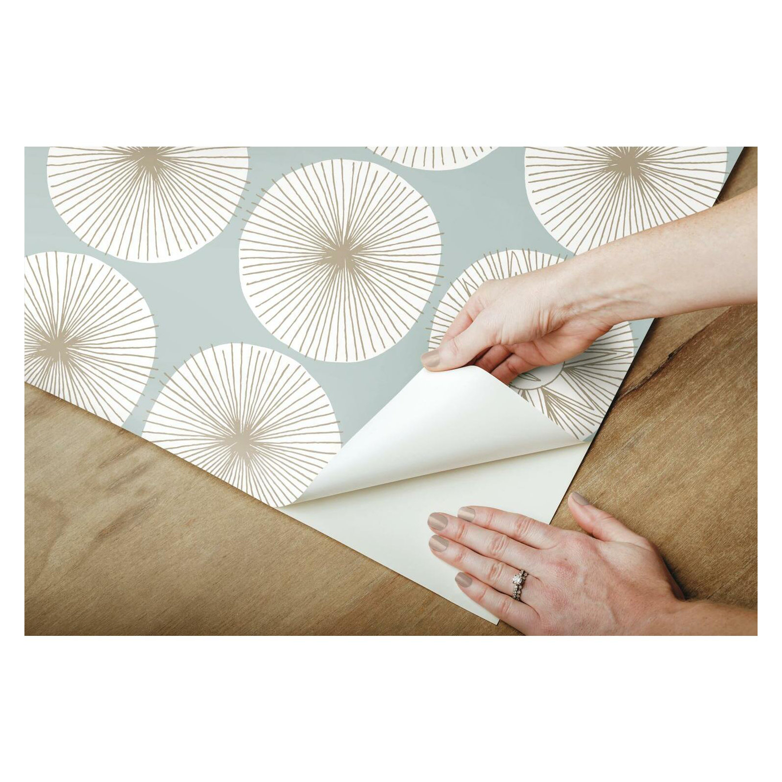 Mid-Century Peel & Stick Geometric Wallpaper, Light Blue/Glint