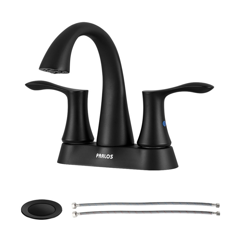 Centerset 2-Handle Bathroom Faucet with Drain Assembly, Matte Black