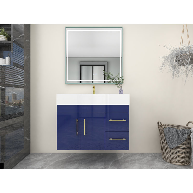 Ensemble de meuble-lavabo simple 36 po, Bleu nuit brillant