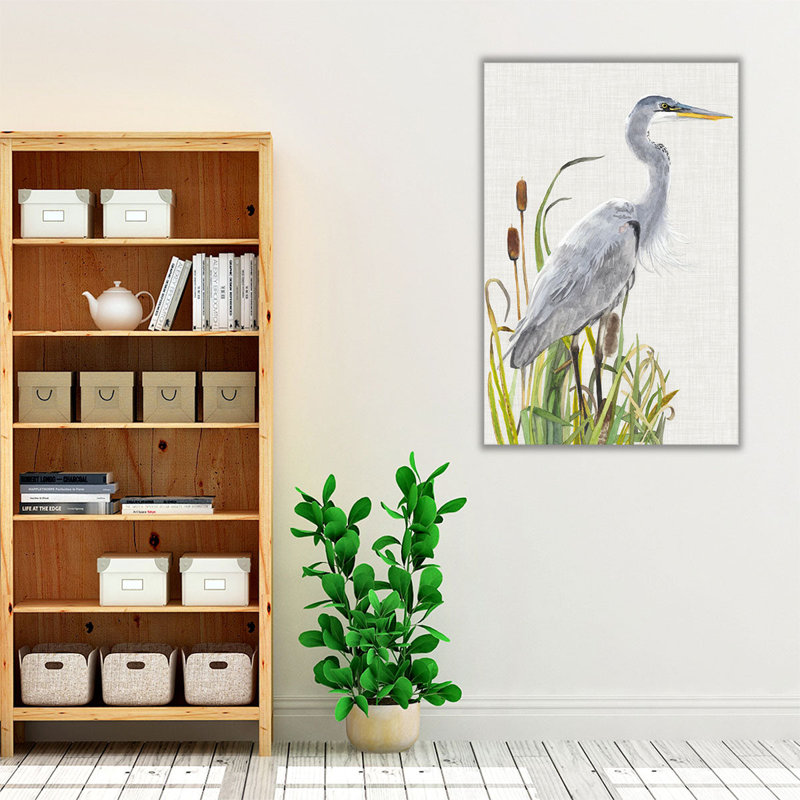 «Waterbirds and Cattails I», reproduction d'art sur toile, H 48 po x l 32 po