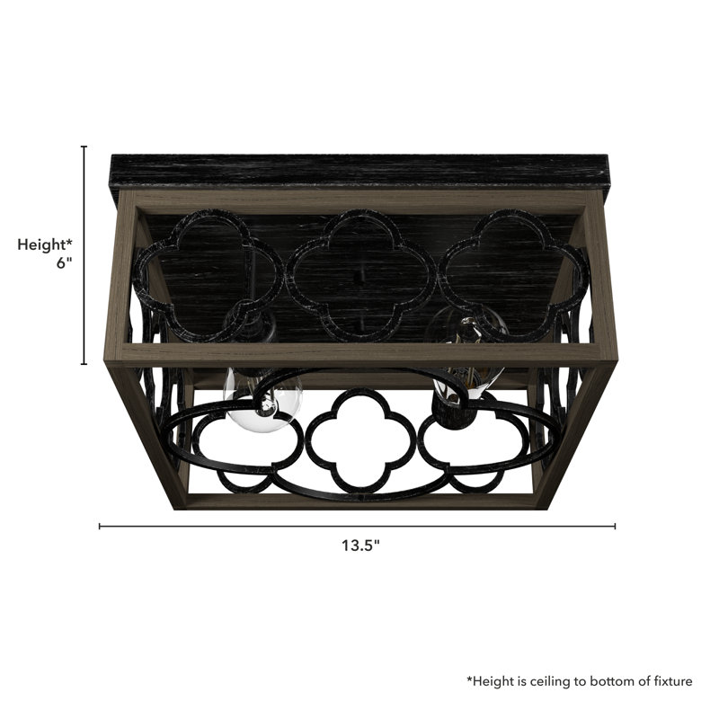 Gablecrest 2-Light 13.5'' Flush Mount, Oak/Black
