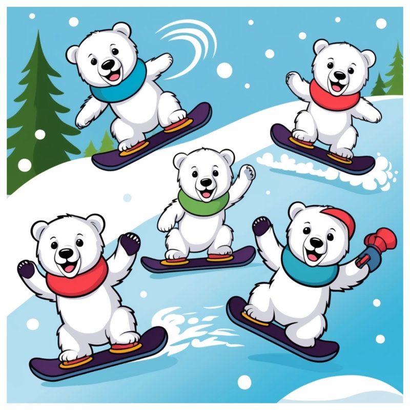 Tapisserie murale «Snow Bears» - dessin mural, H 50 po x l 60 po avec 4 œillets