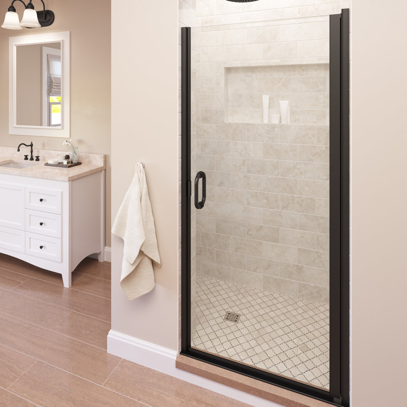 Infinity 34'' - W x 72'' H Door Semi-Frameless Shower Door with, Oil Rubbed Bronze, Clear