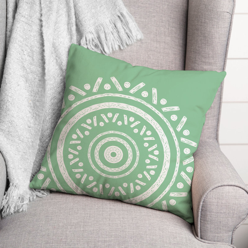  Coussin intérieur / extérieur Medallion, Vert, 18 po x 18 po