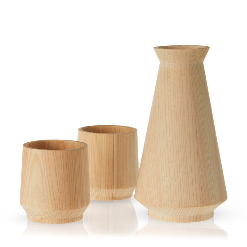 Ensemble de saké 3 pièces Hinoki Cypress