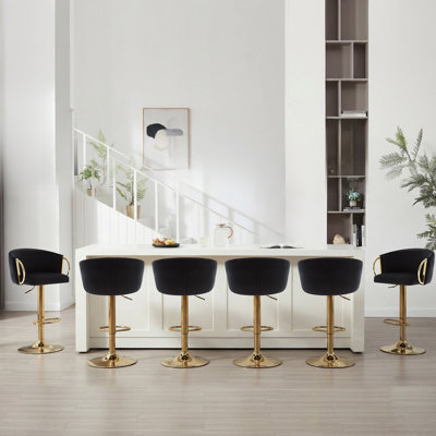 Ensemble de 6 tabourets de bar pivotants à hauteur réglable avec structure en métal