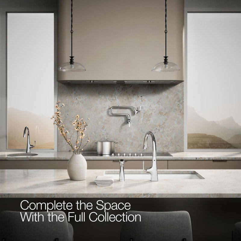 Graze Kitchen Sink Swing Spout Faucet With Sidespray, Polished Chrome