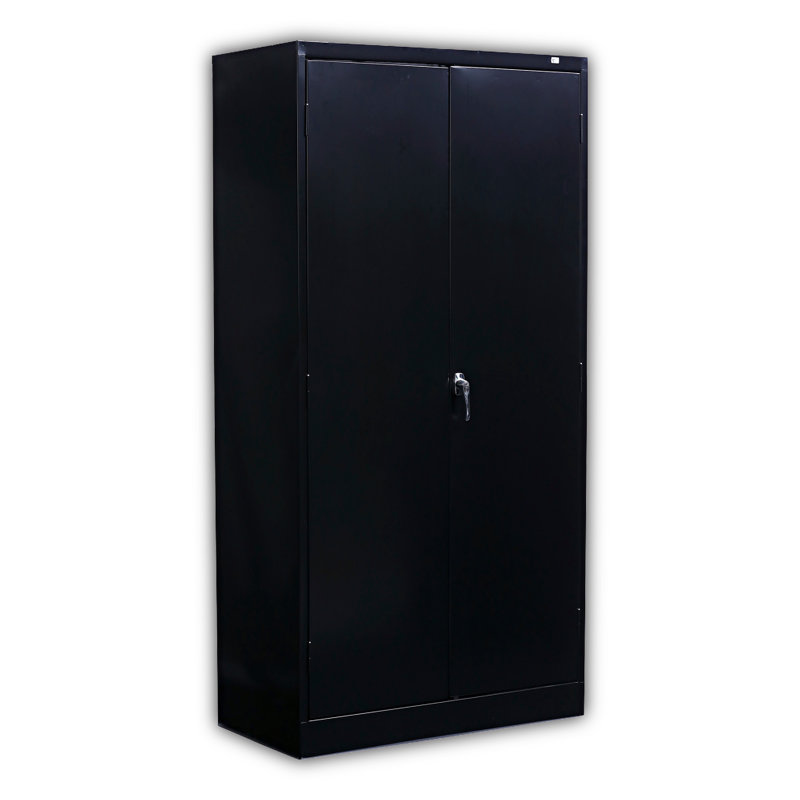 Black Industrial Steel Lockable Office Cabinet with Adjustable Shelving
