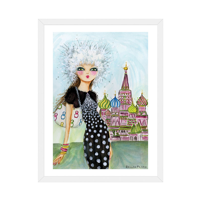 Art de Moscou, H 32 po x l 24 po x P 1 po, Papier avec cadre blanc