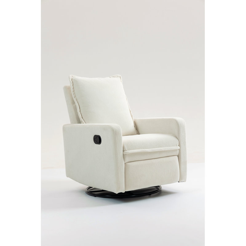 Swivel Rocker Recliner Chair with soft cushion, White