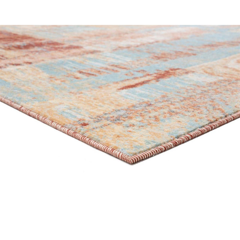 Tapis décoratif turquoise à motif abstrait Colborne, Rectangle de 5 pi x 7 pi