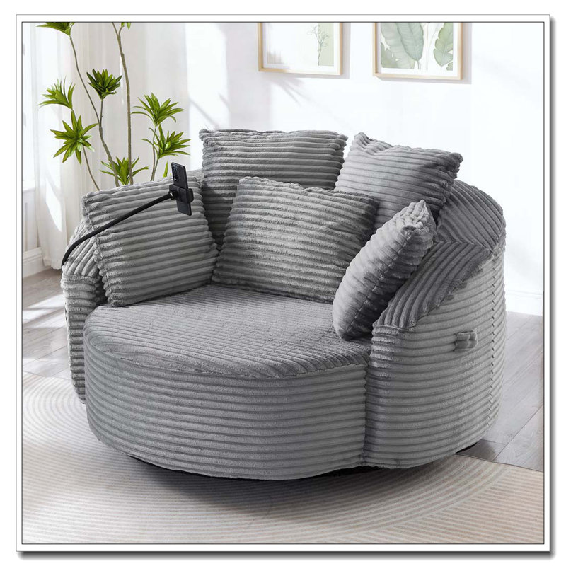 Fauteuil demi-tonneau pivotant à 360 °, Gris