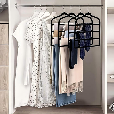 Velvet Pants Hangers 4-Layer for Jeans Trousers Belts Ties Towels (Set of 4)