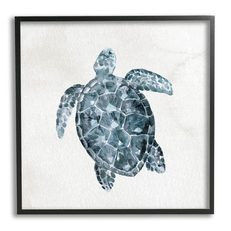 «Sea Turtle Beach», estampe numérique par Kim Allen, Giclée encadrée noir minuit, H 12 po x l 12 po x P 1,5 po