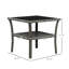 Tempered Glass Outdoor Table, Grey , 2 Storage, Aluminum Frame Square End Table With Top,