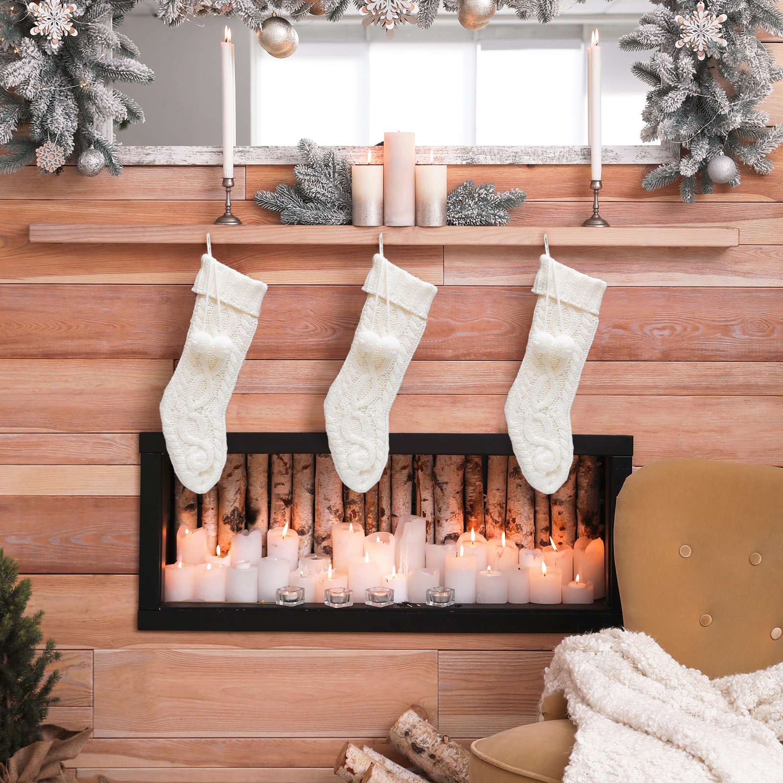 Knit Velvet Stocking, White
