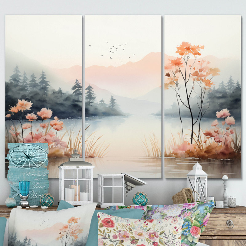 Millwood Pines Tranquil Nature II On Canvas 3 Pieces Print | Wayfair
