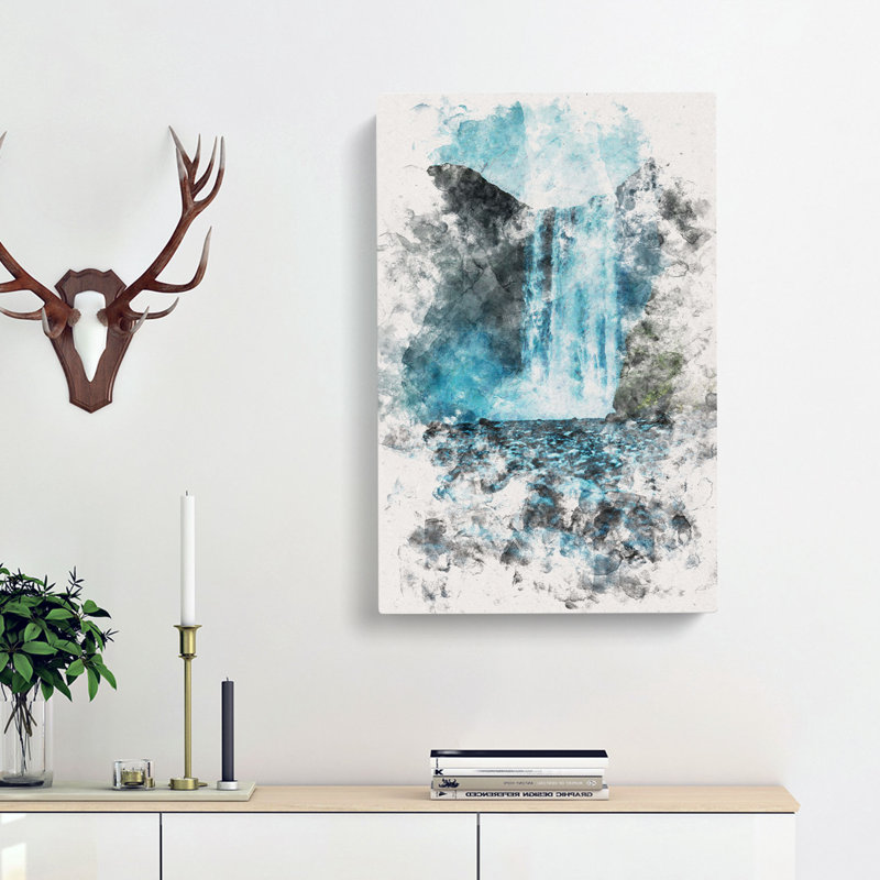 Waterfall Path In Iceland - Wrapped Canvas, 60cm H x 40cm W x 4cm D