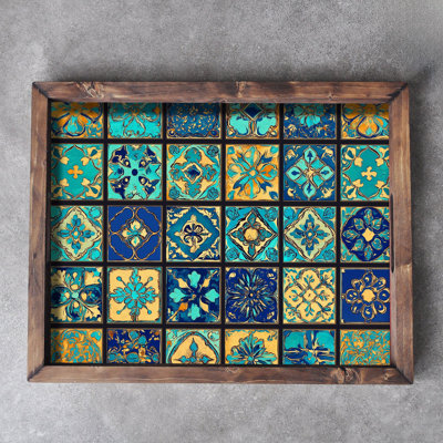 Elegant Solid Wood Tray, 18.9 x 15.0 x 1.6 inches | UV Printed on 0.2-inch Thick MDF | Perfect for Serving, Organizing, and Home Décor | Durable and Stylish Design for Any Occasion