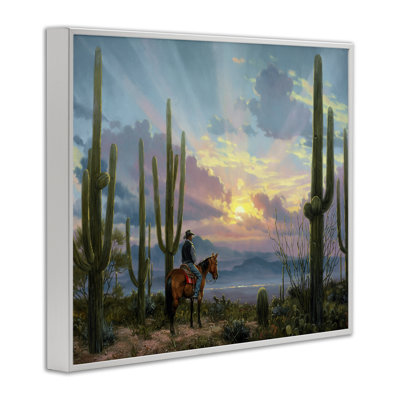 Western Cowboy avec de grands estampes de cactus, design par Jack Sorenson