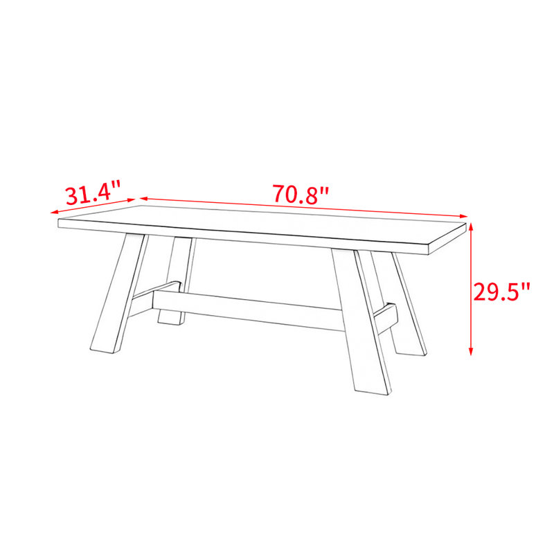 Lonard Modern style solid wood dining table, 29.5"H x 70.8"L x 31.4"W