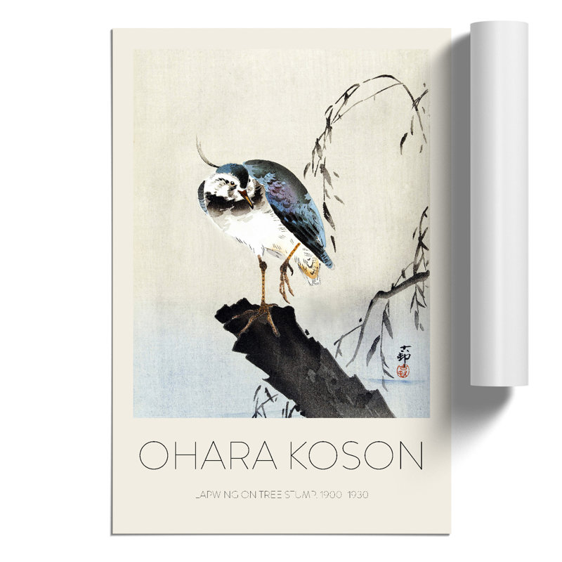 Lapwing on a Tree Stump Print by Ohara Koson - Frameless Print, 30cm H x 21cm W x 0.1cm D
