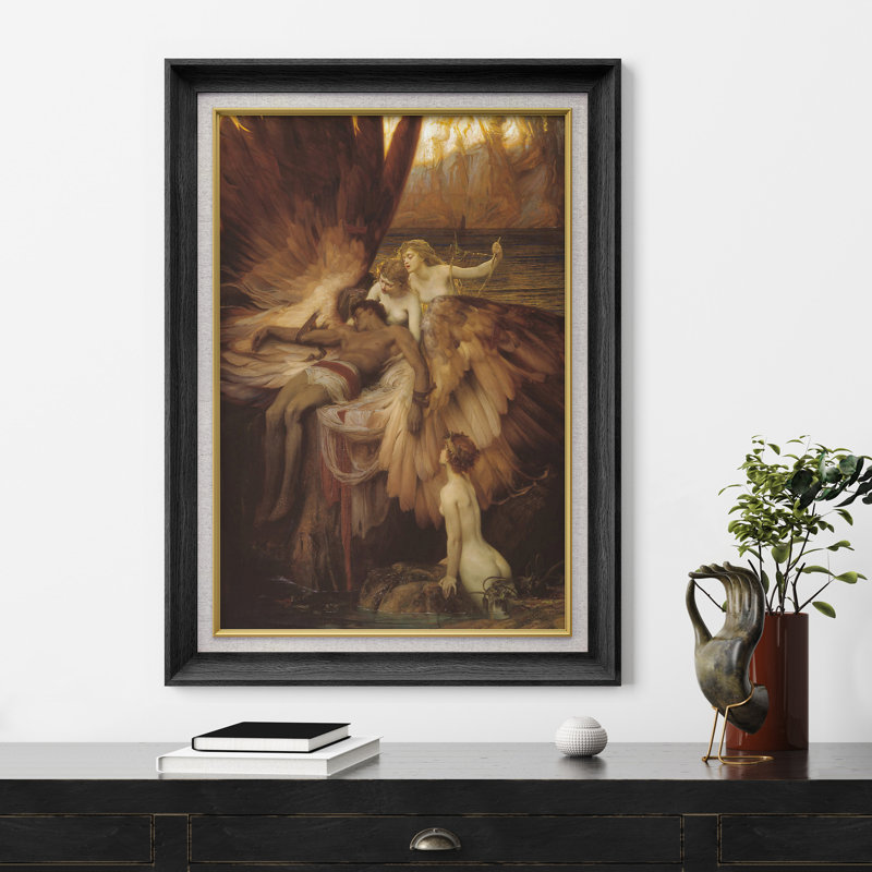 «Winged Angels Caring for Fallen Hero», romantisme, images de mythe classique, impression sur toile encadrée