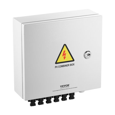 Boîte de combinaison PV, 6 cordes, boîte de combinaison solaire avec fusible de courant de 15 A, disjoncteur 125 A et connecteur solaire, boîtier en acier pour système de panneau solaire marche / arrêt, IP65