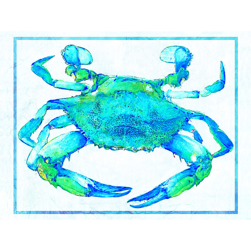 Crabe bleu vif - impression sur toile tendue, H 18 po x l 24 po