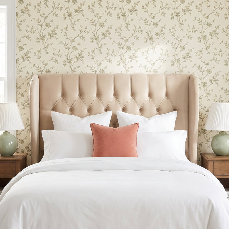Tomey Upholstered Headboard, Queen, Classic Pearl Performance Velvet