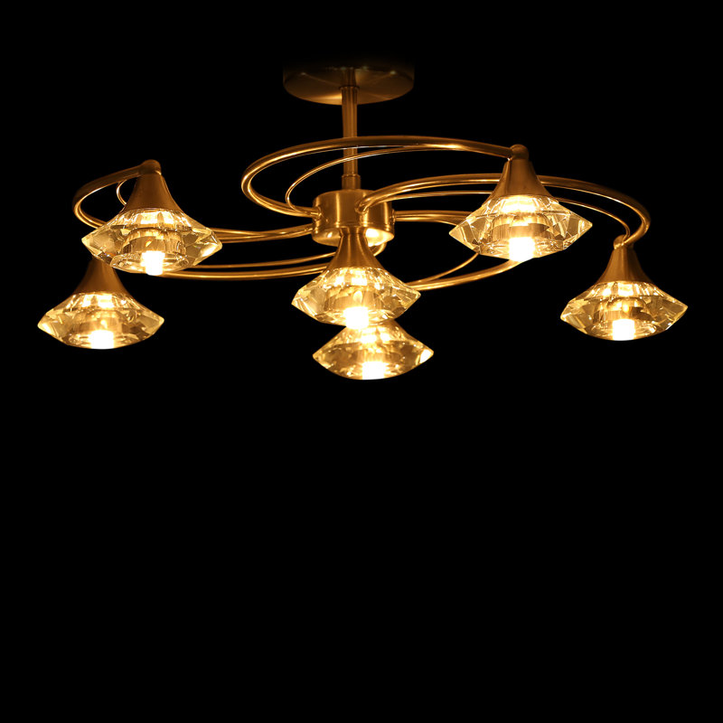 Greenhaw Glass Semi Flush Mount, Satin Chrome