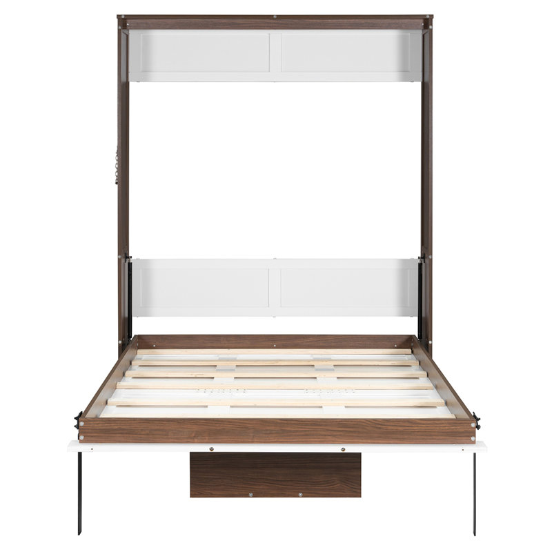 Lit escamotable double avec bureau pliable, White